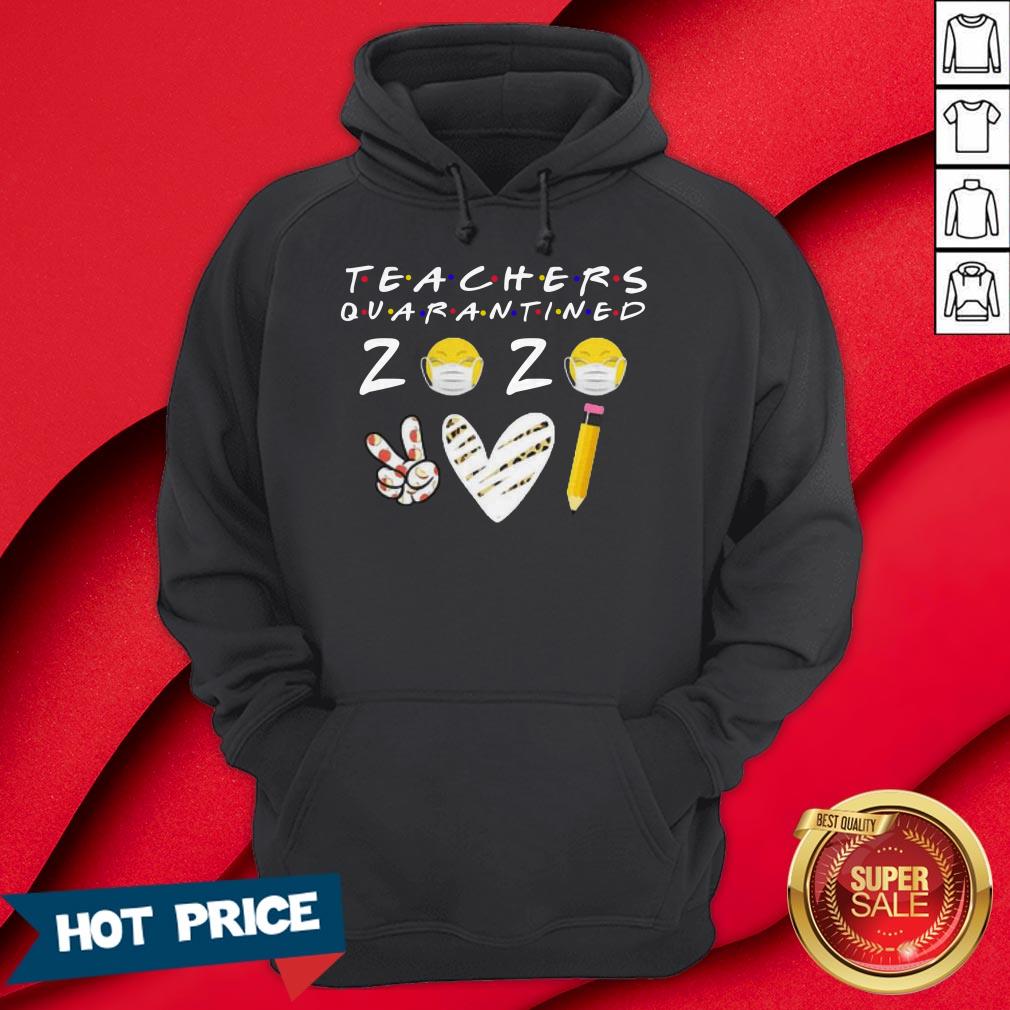 Teachers Quarantined 2020 Peace Love Teach Coronavirus Shirt - Image 5