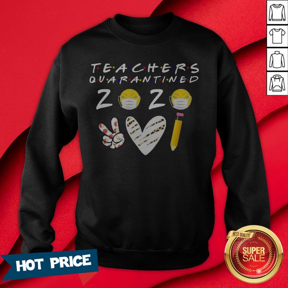 Teachers Quarantined 2020 Peace Love Teach Coronavirus Shirt - Image 4