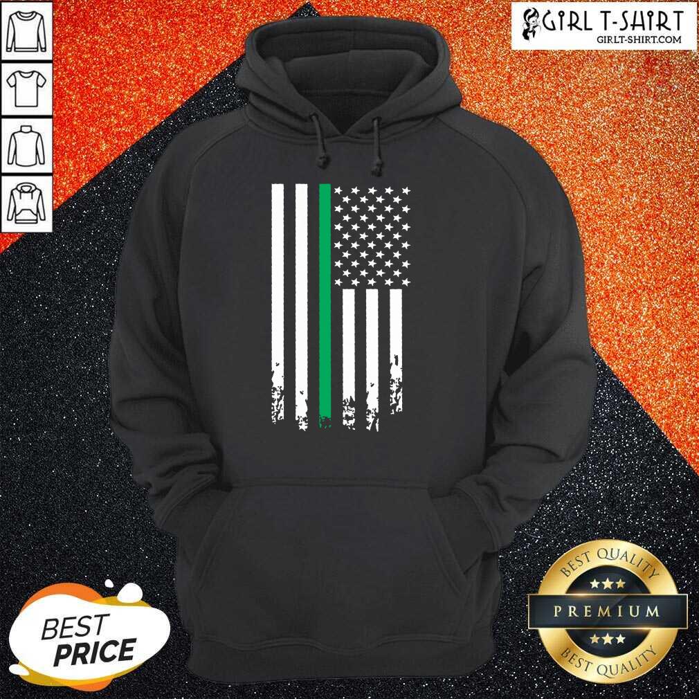 Terrific Green Line Distressed US Flag Shirt - Image 3