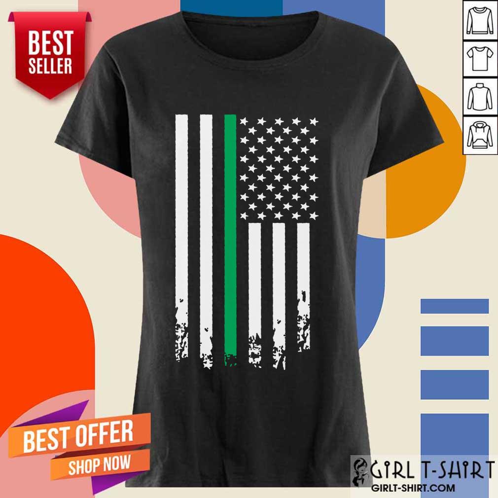 Terrific Green Line Distressed US Flag Shirt - Image 2