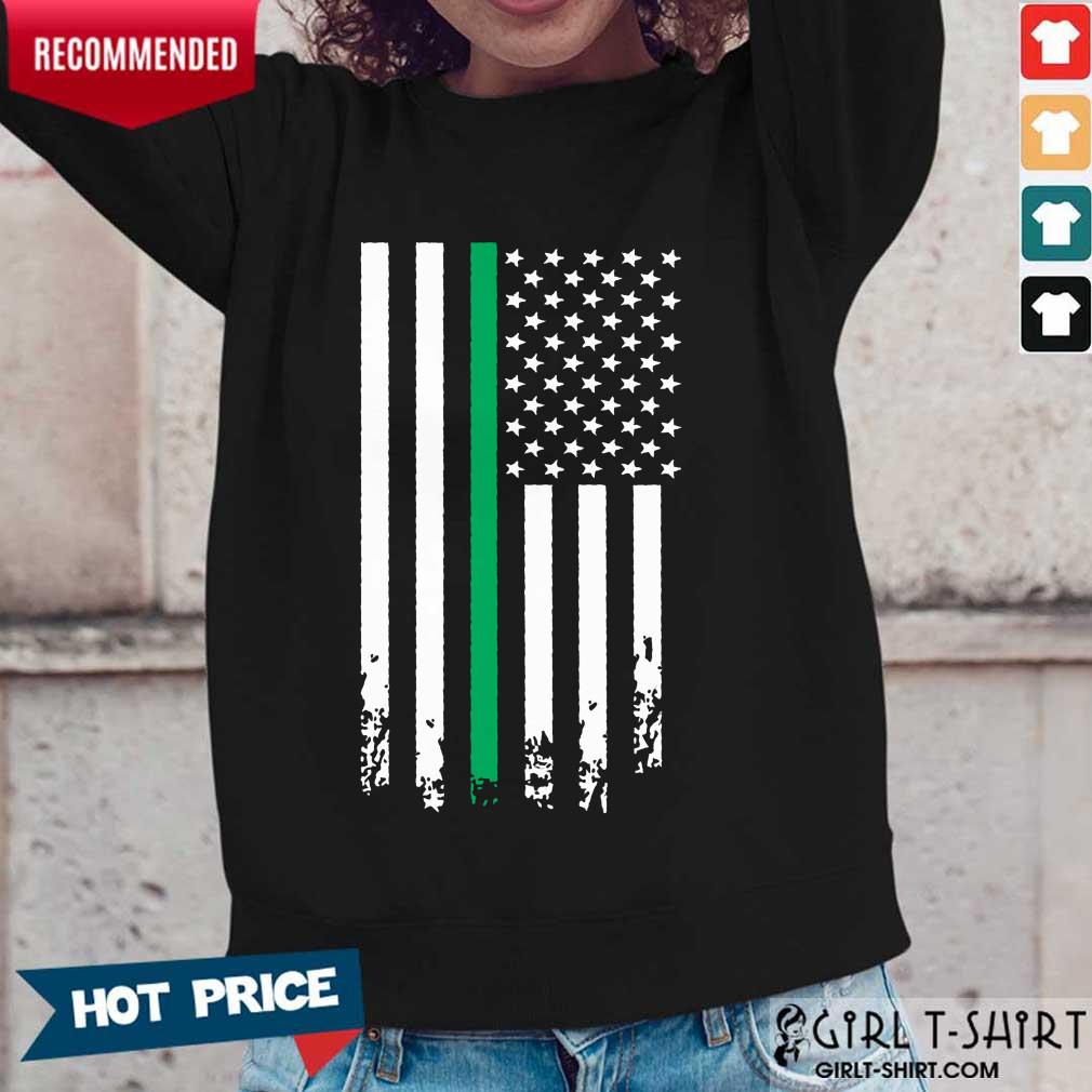 Terrific Green Line Distressed US Flag Shirt - Image 4