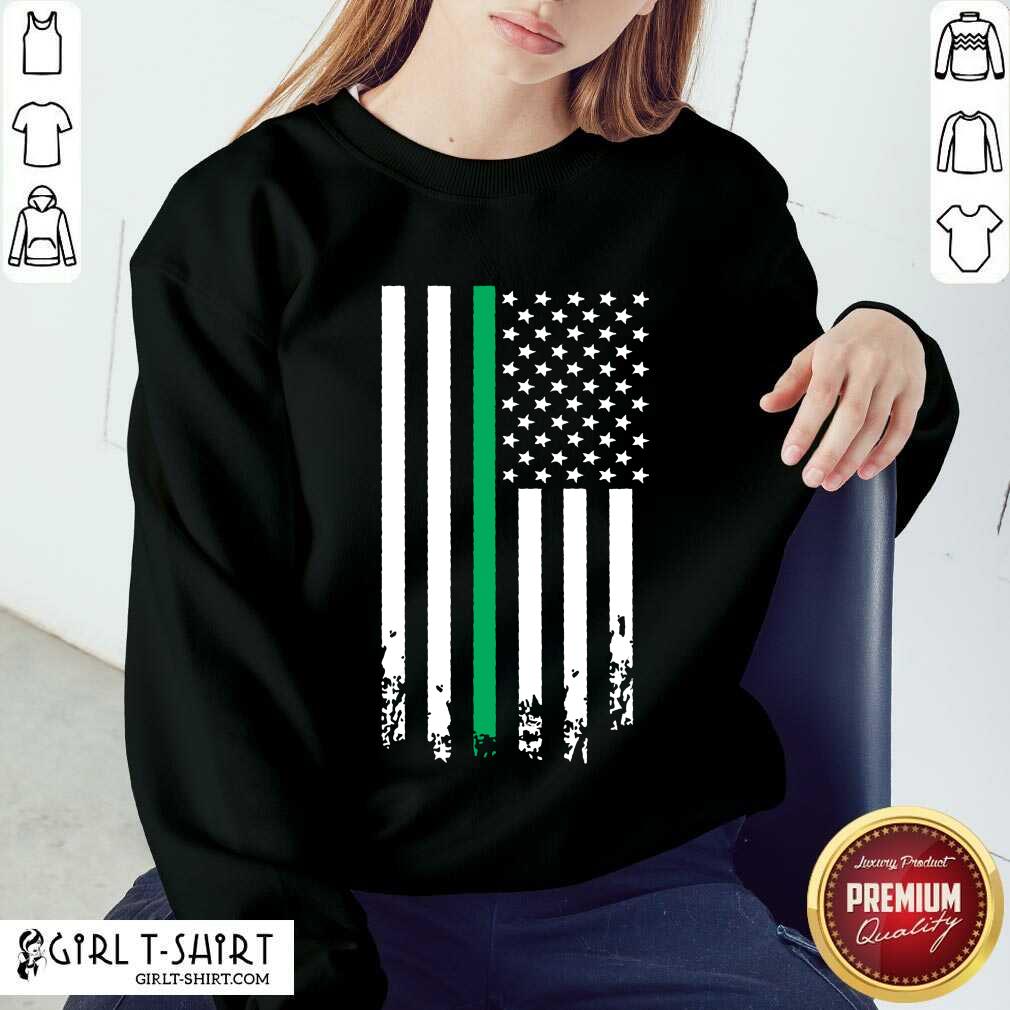 Terrific Green Line Distressed US Flag Shirt