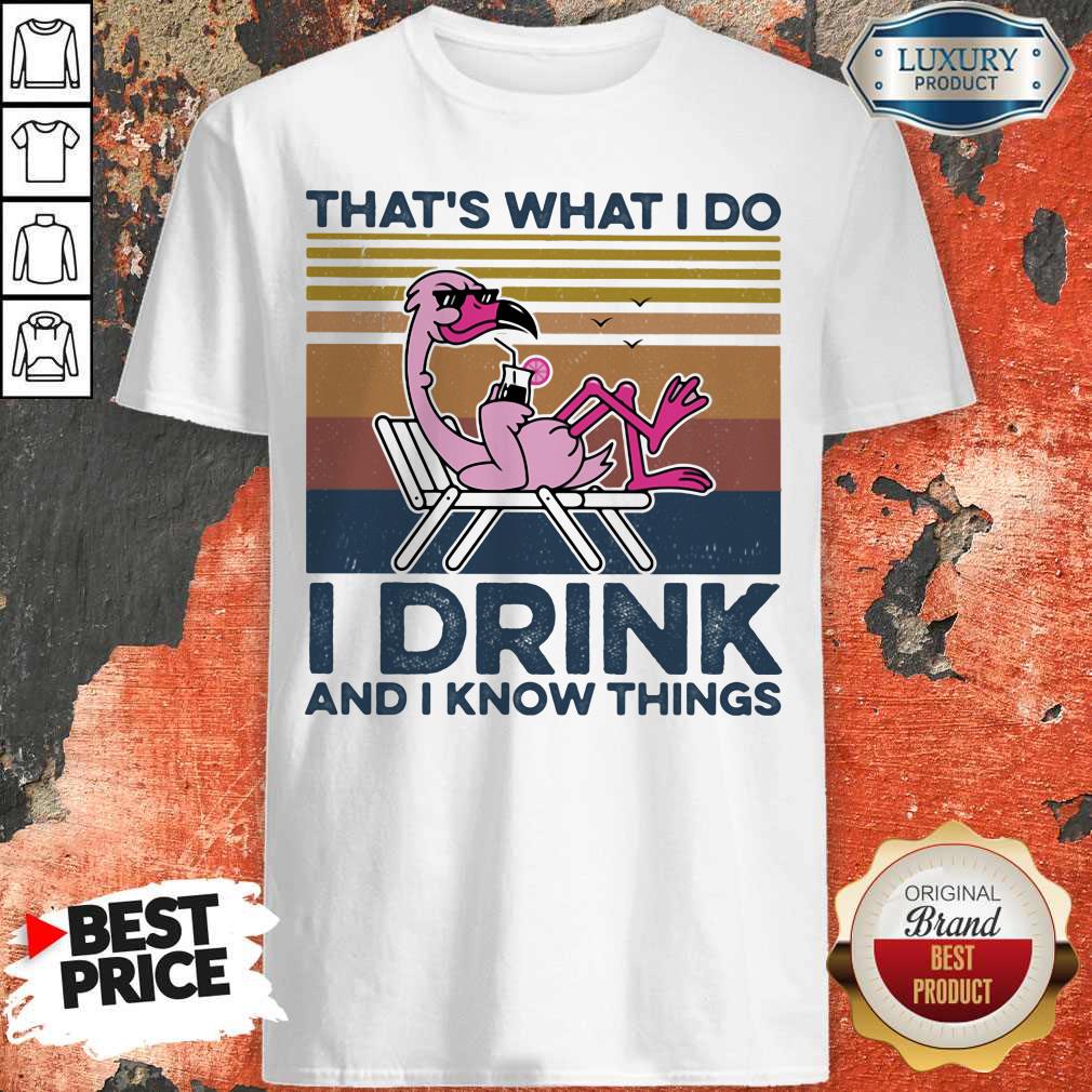 That's What I Do I Drink And I Know Things Flamingo Vintage Retro Shirt