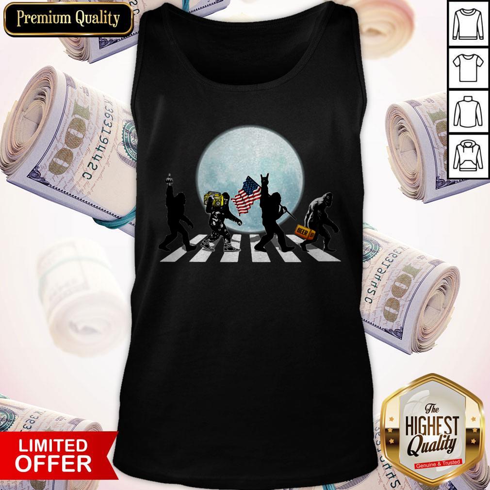 The Bigfoots Beer Radio American Flag Walk In The Moon Shirt - Image 2