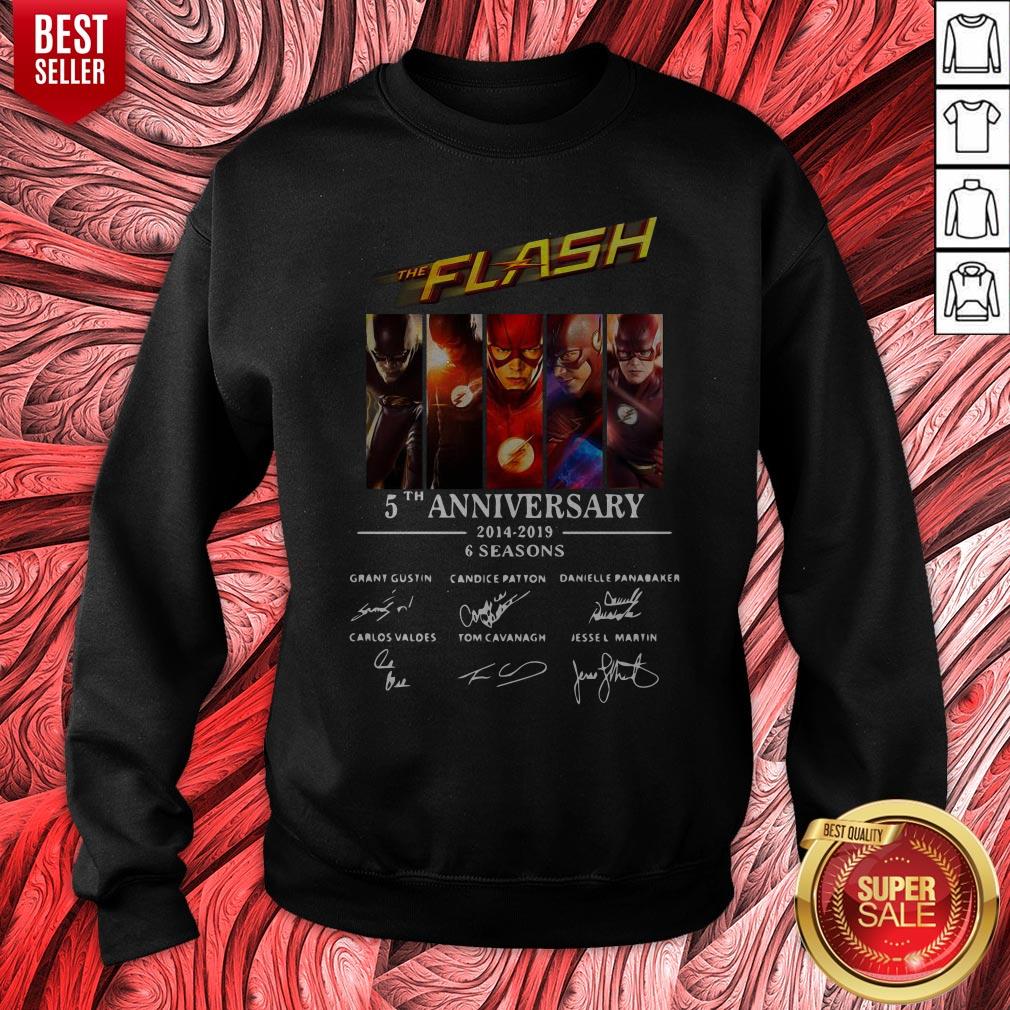 The Flash 5th Anniversary 2014 2019 6 Seasons Signatures Shirt - Image 2