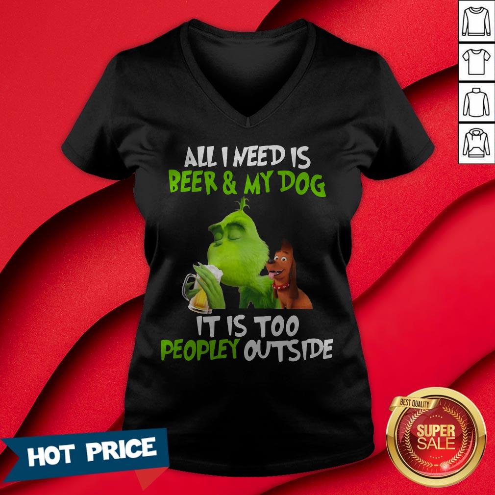 The Green All I Need Is Beer And My Dog It’s Too Peopley Outside Shirt - Image 3