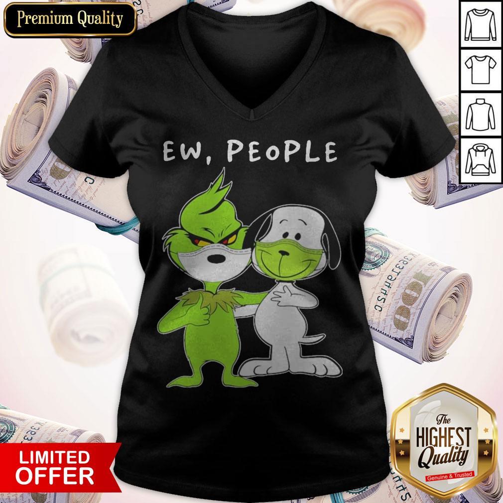 The Grinch And Snoopy Face Mask Ew People Shirt - Image 2