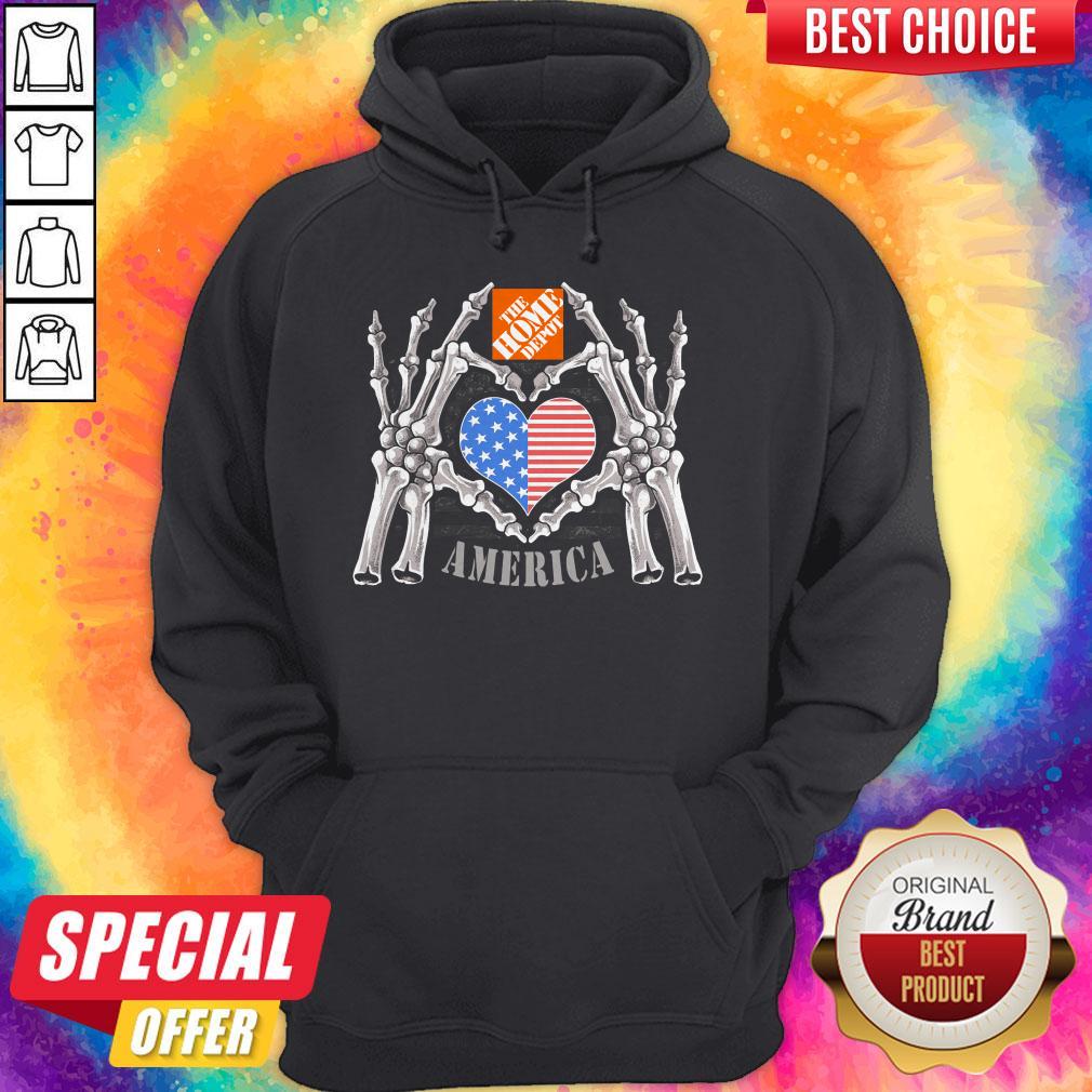 The Home Depot Logo America USA Forever Skeleton Skull Bones Hand Shirt - Image 5