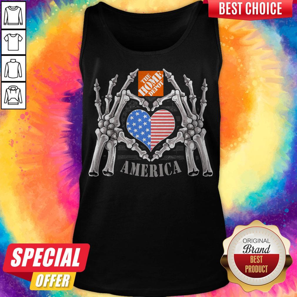 The Home Depot Logo America USA Forever Skeleton Skull Bones Hand Shirt - Image 2