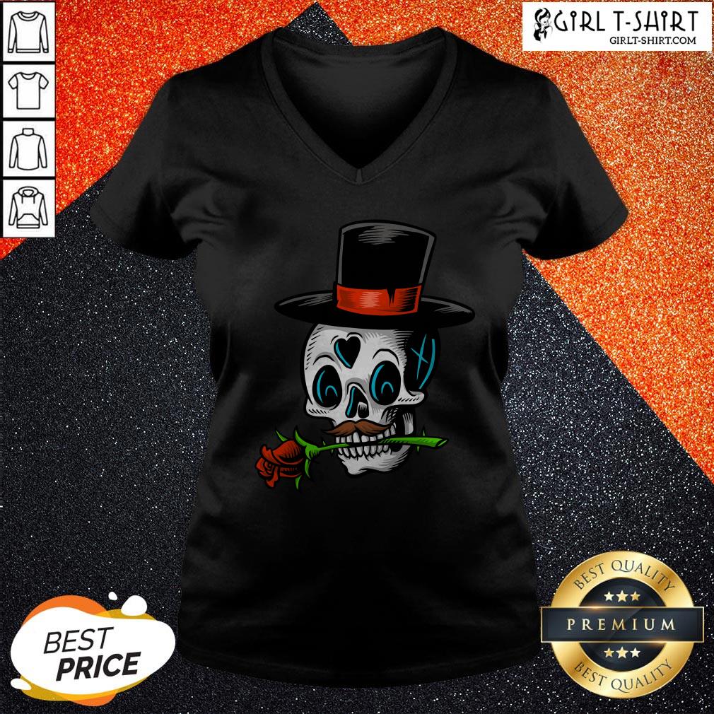 The Man With Rose Sugar Skull Dia De Muertos Day Of Dead Shirt - Image 2