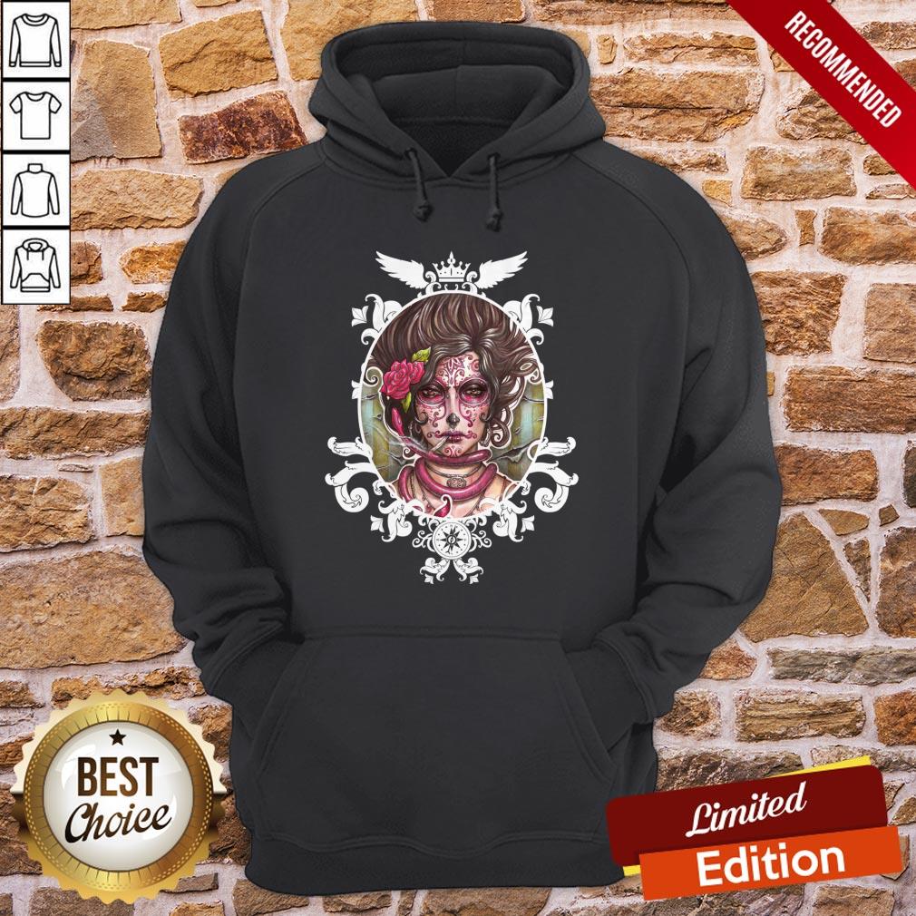 The Mexican Catrina Makeup And Sugar Skulls Dia De Los Muertos Shirt - Image 5