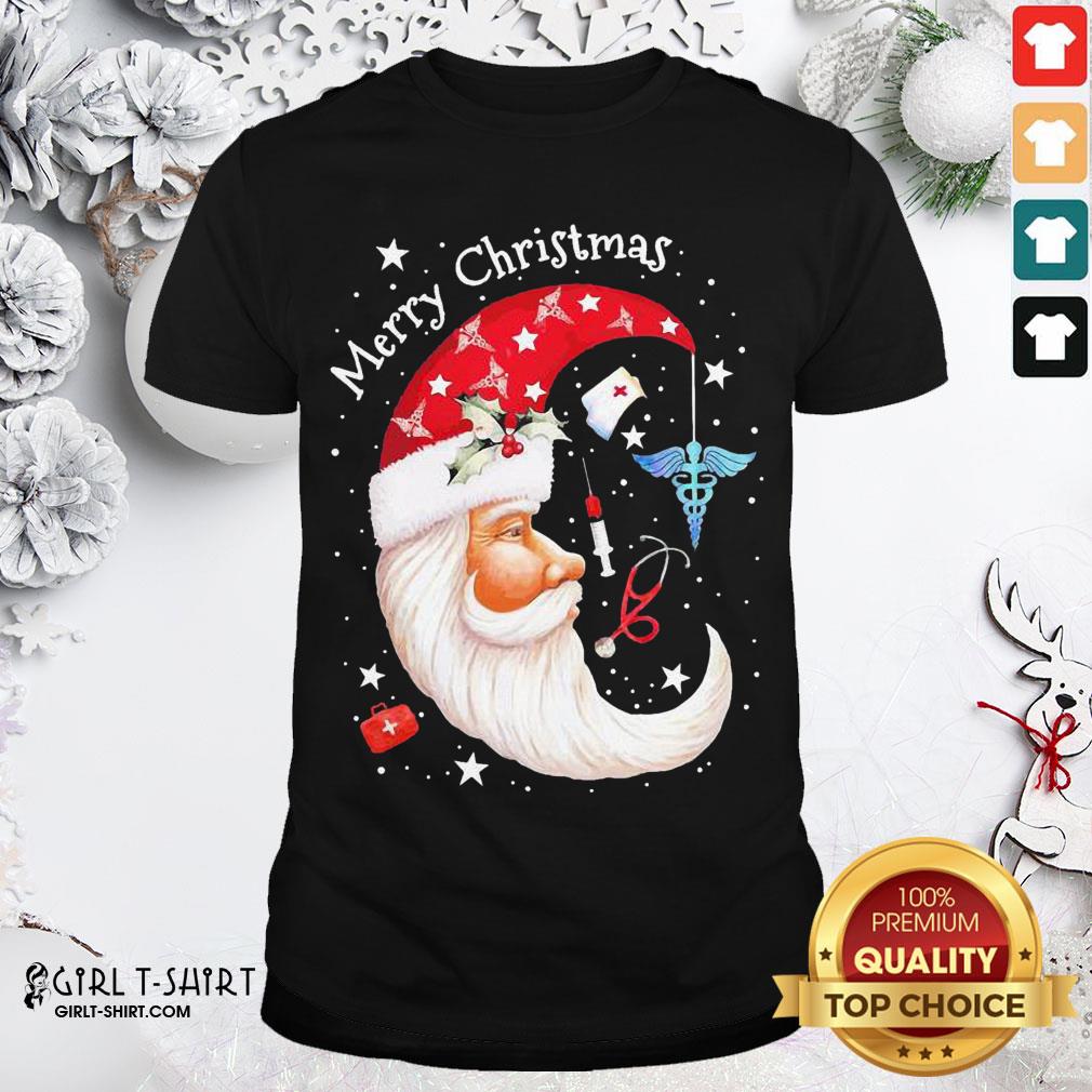 The Moon Santa Nurse Happy Merry Christmas Shirt