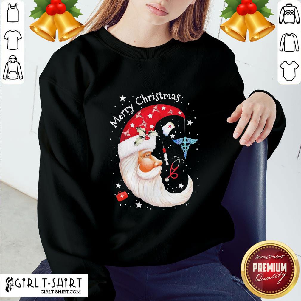 The Moon Santa Nurse Happy Merry Christmas Shirt - Image 4