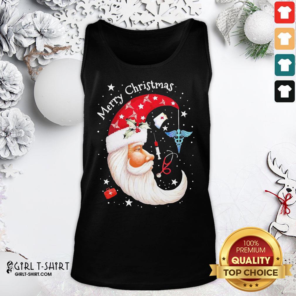 The Moon Santa Nurse Happy Merry Christmas Shirt - Image 3