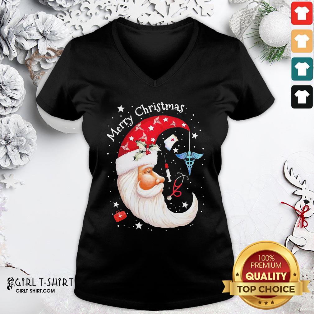 The Moon Santa Nurse Happy Merry Christmas Shirt - Image 2