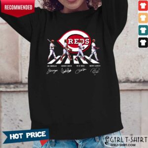 Alternative view of The Reds Joe Morgan Johnny Bench Pete Rose Barry Larkin Signature Abbey Road Shirt