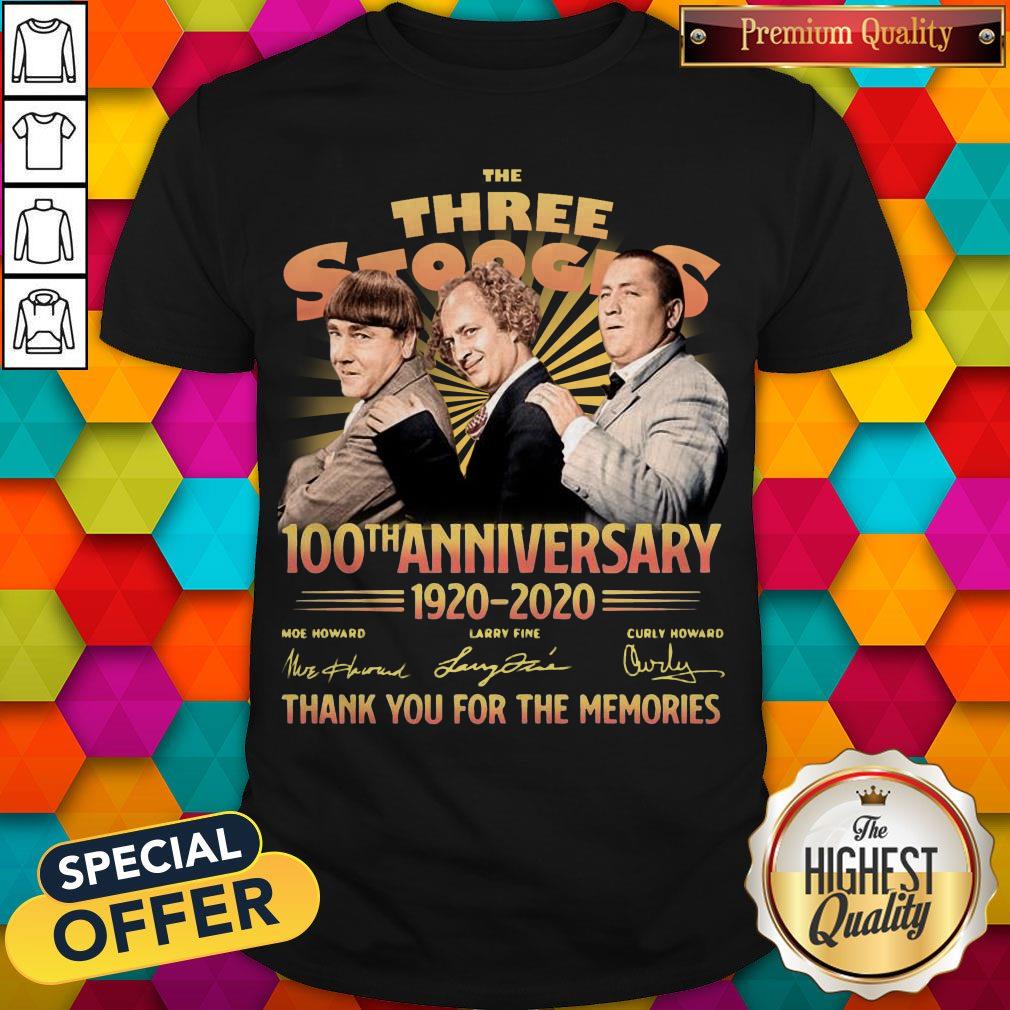 The Three Stooges 100th Anniversary 1920 2020 Signatures Thank You For The Memories Shirt