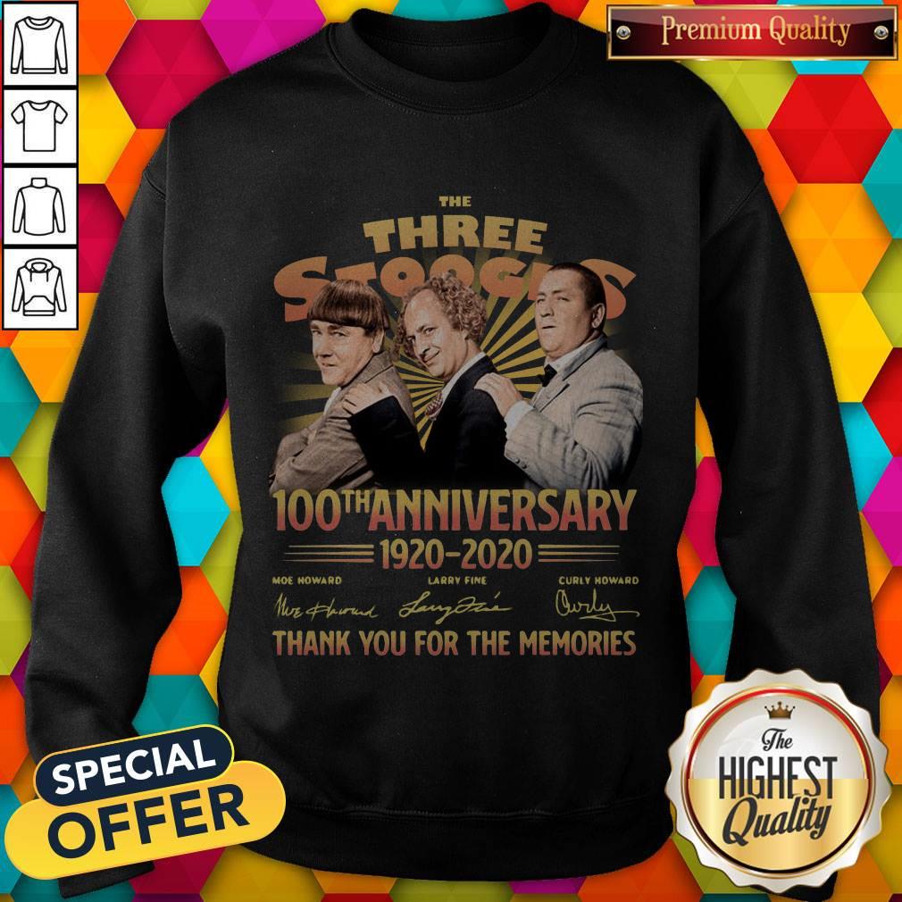 The Three Stooges 100th Anniversary 1920 2020 Signatures Thank You For The Memories Shirt - Image 4
