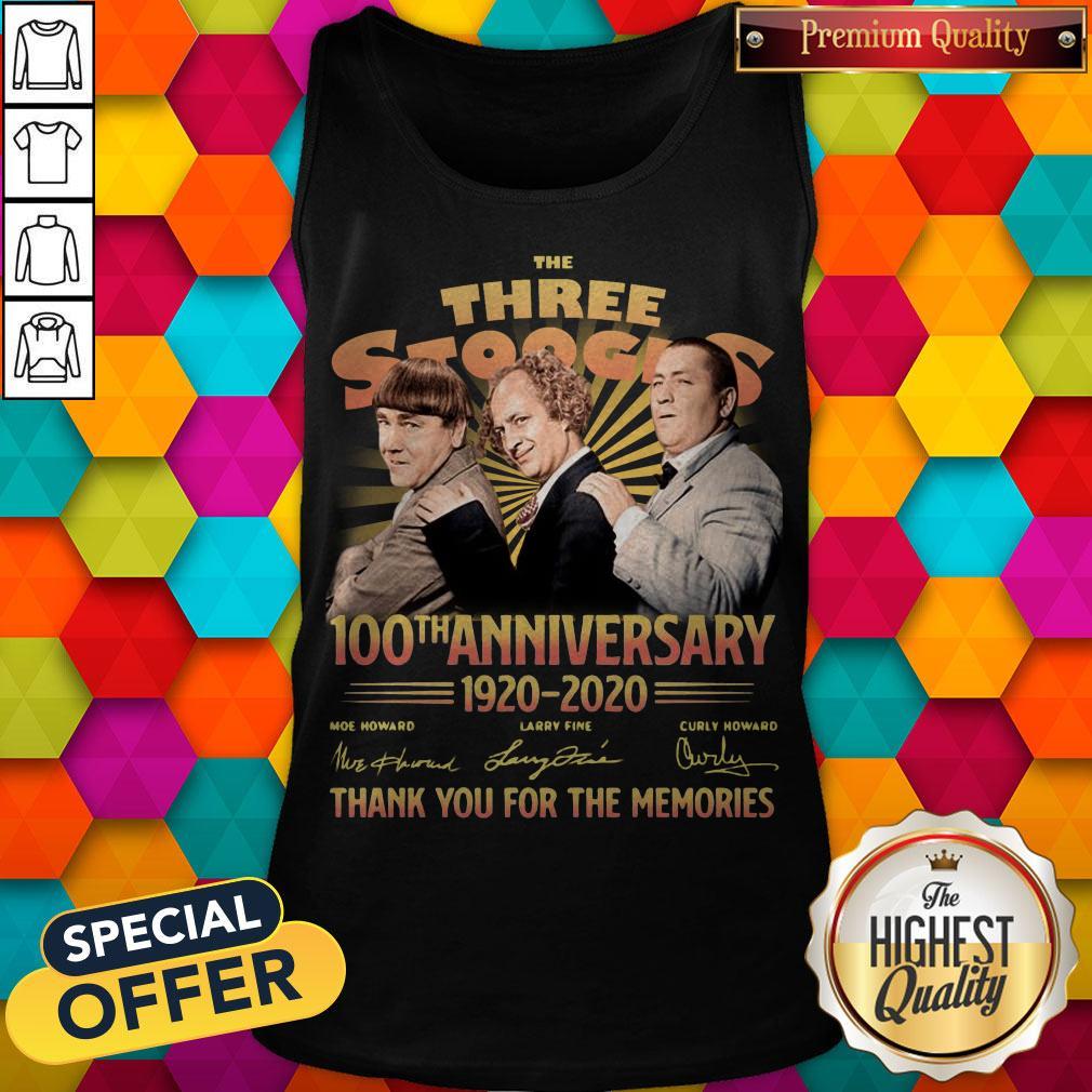 The Three Stooges 100th Anniversary 1920 2020 Signatures Thank You For The Memories Shirt - Image 2