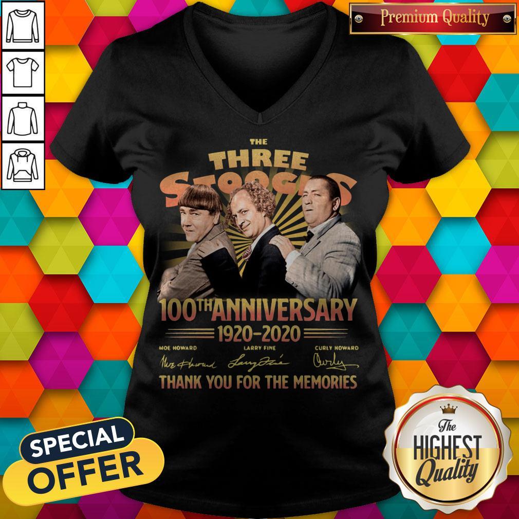 The Three Stooges 100th Anniversary 1920 2020 Signatures Thank You For The Memories Shirt - Image 5