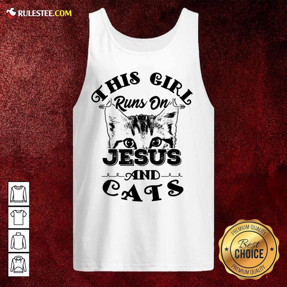 This Girl Runs On Jesus And Cats Shirt - Image 2