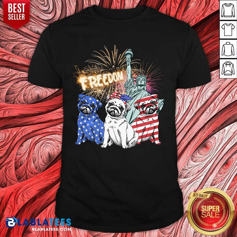 Three Pug Freedom 4th Of July Shirt