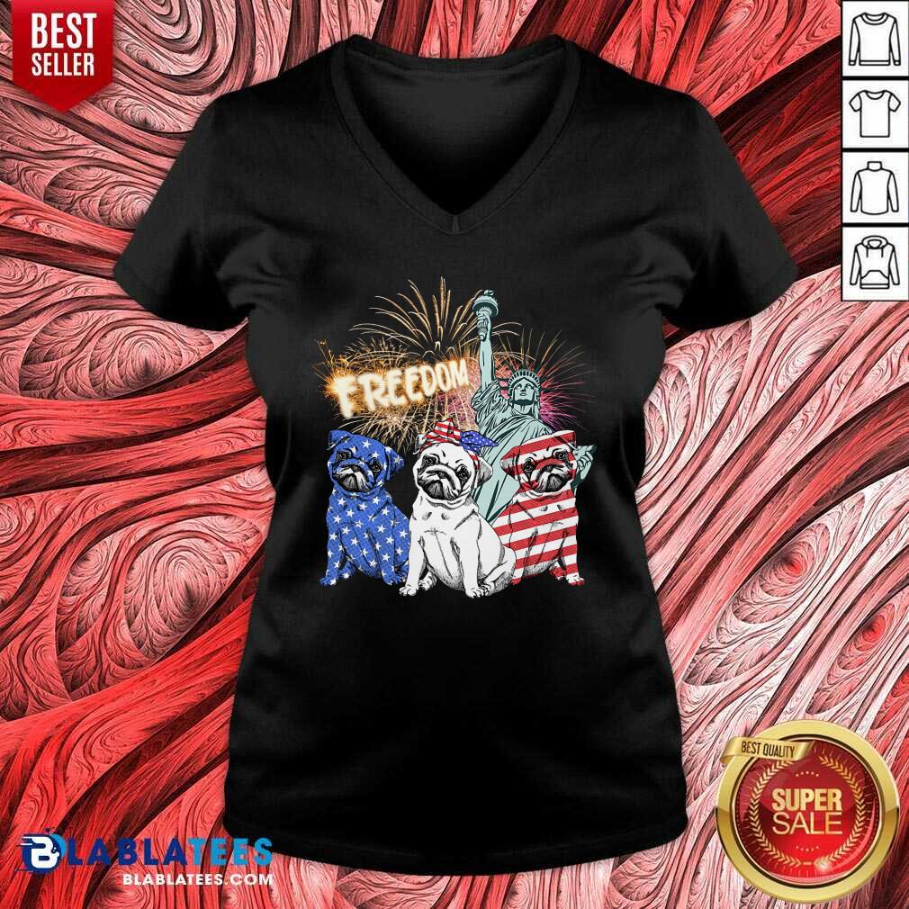 Three Pug Freedom 4th Of July Shirt - Image 3