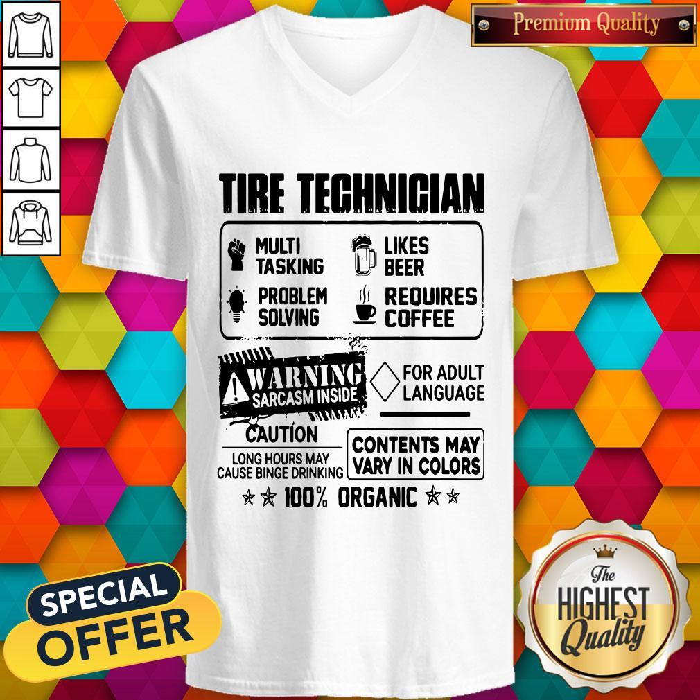 Tire Technigian Warning Sarcasm Inside Caution Contents May Vary In Color 100 Percent Organic Classic Shirt - Image 2