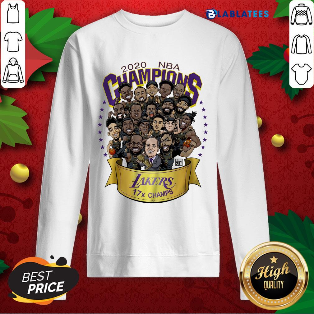 Top 2020 NBA Champions Los Angeles Lakers 17 Champs Cartoon Shirt - Image 5