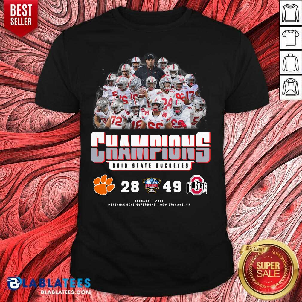 Top 2021 Champions Allstate Sugar Bowl Ohio State Buckeyes 49 28 Clemson Shirt
