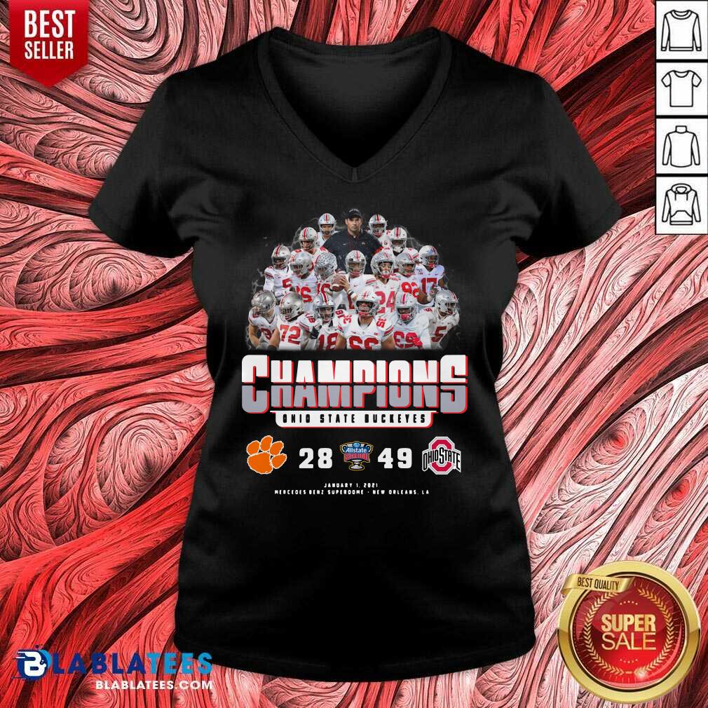 Top 2021 Champions Allstate Sugar Bowl Ohio State Buckeyes 49 28 Clemson Shirt - Image 3