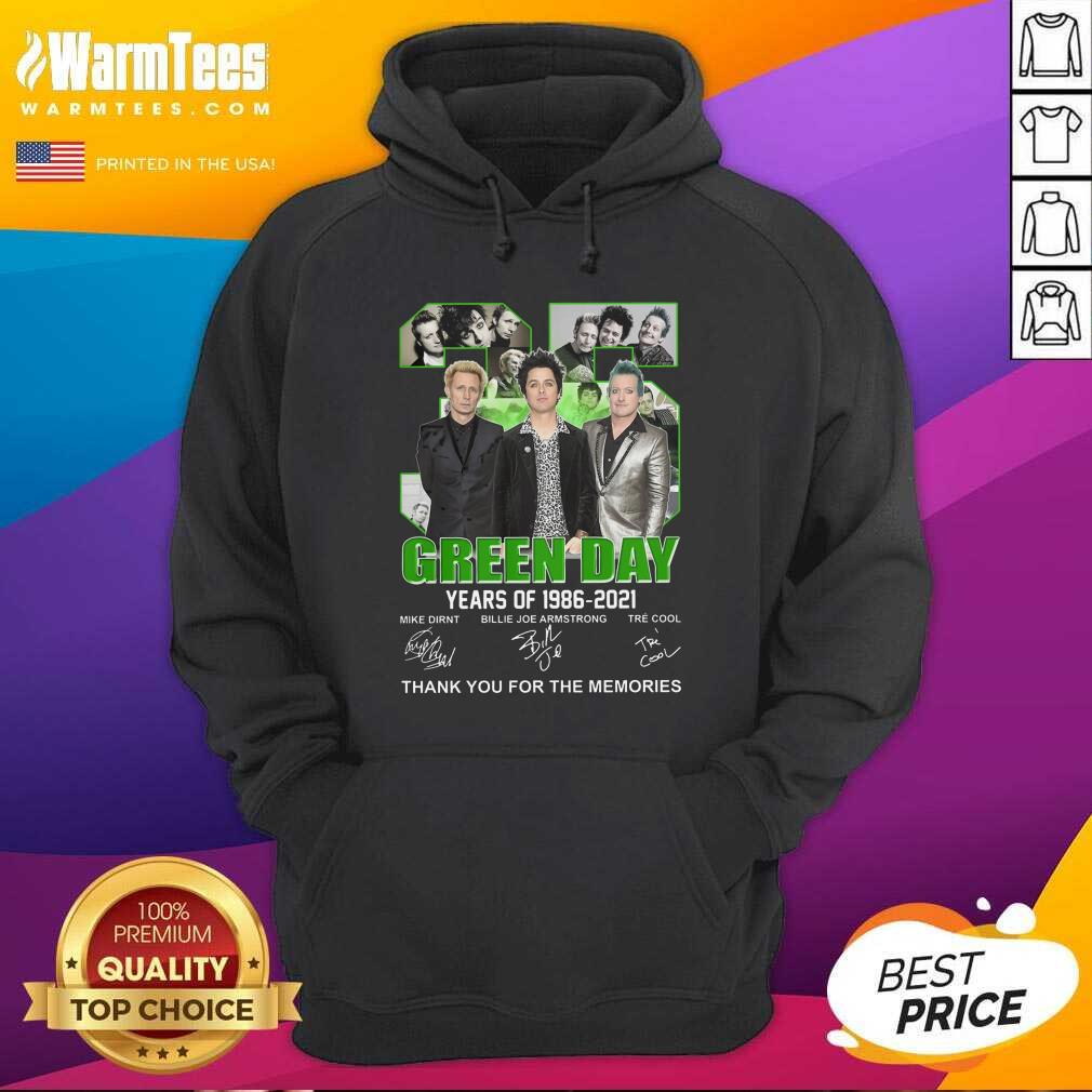 Top 35 Green Day Years Of 1986 2021 Signatures Thank You For The Memories Shirt - Image 2