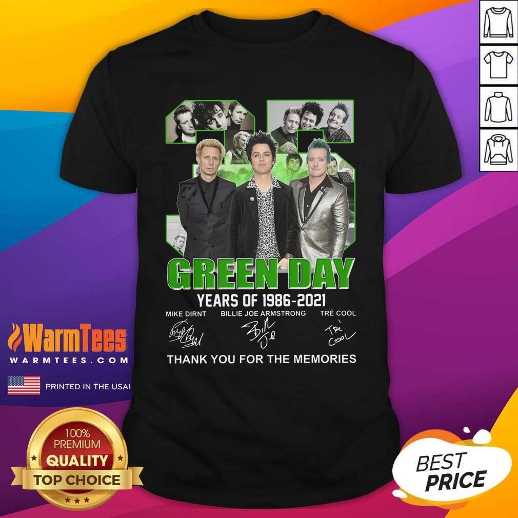 Top 35 Green Day Years Of 1986 2021 Signatures Thank You For The Memories Shirt