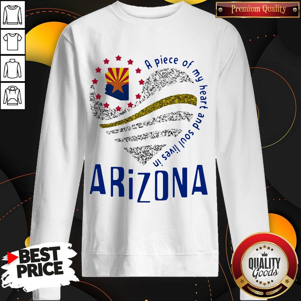 Top A Piece Of My Heart And Soul Lives In Arizona Map Shirt - Image 4