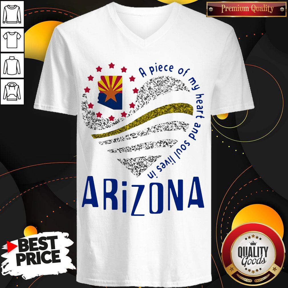 Top A Piece Of My Heart And Soul Lives In Arizona Map Shirt - Image 2