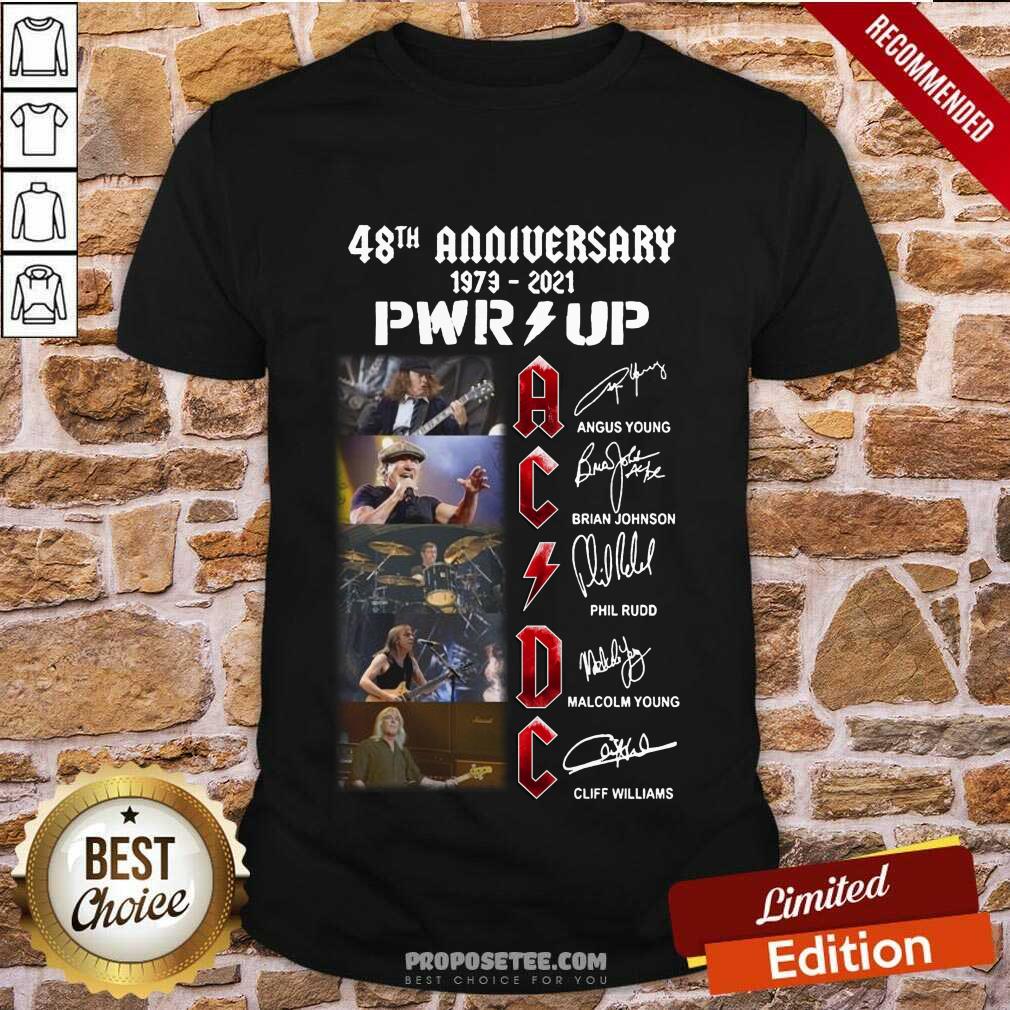 Top Ac Dc 48Th Anniversary 1973 2021 Pwr Up Signatures Shirt