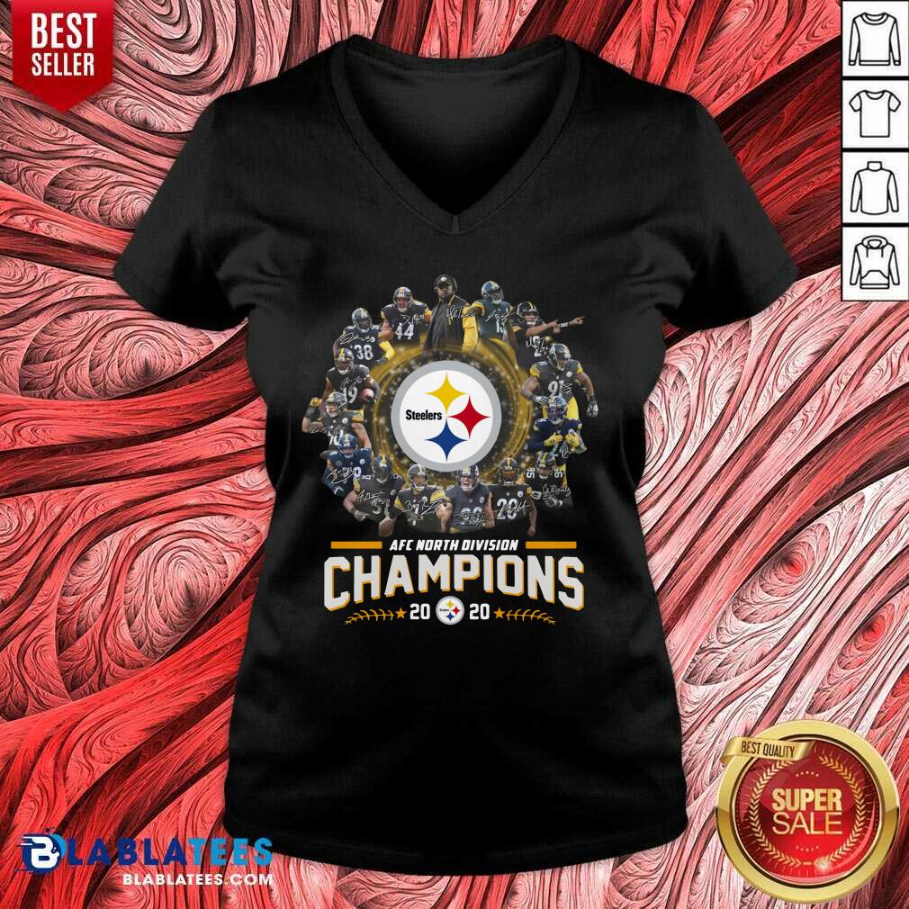 Top AFC North Division Champions 2020 Pittsburgh Steelers Signatures Shirt - Image 3