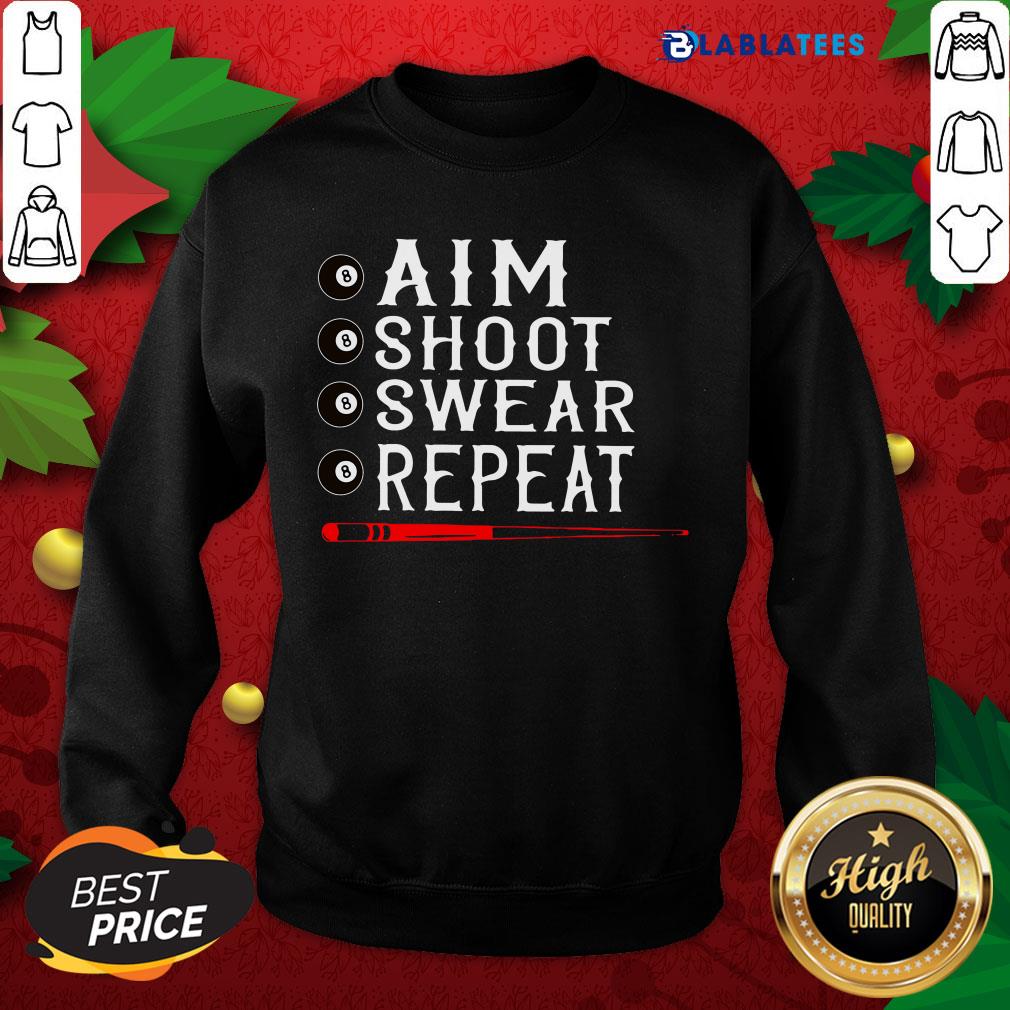 Top Aim Shoot Swear Repeat Billiards Christmas Shirt - Image 5