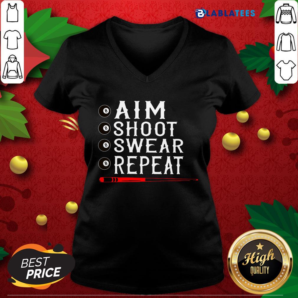 Top Aim Shoot Swear Repeat Billiards Christmas Shirt - Image 3
