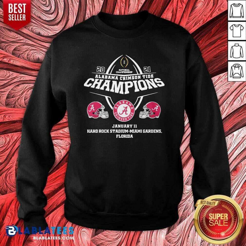 Top Alabama Crimson Tide Champions January 11 Hard Rock Stadium Miami Gardens Florida Shirt - Image 2