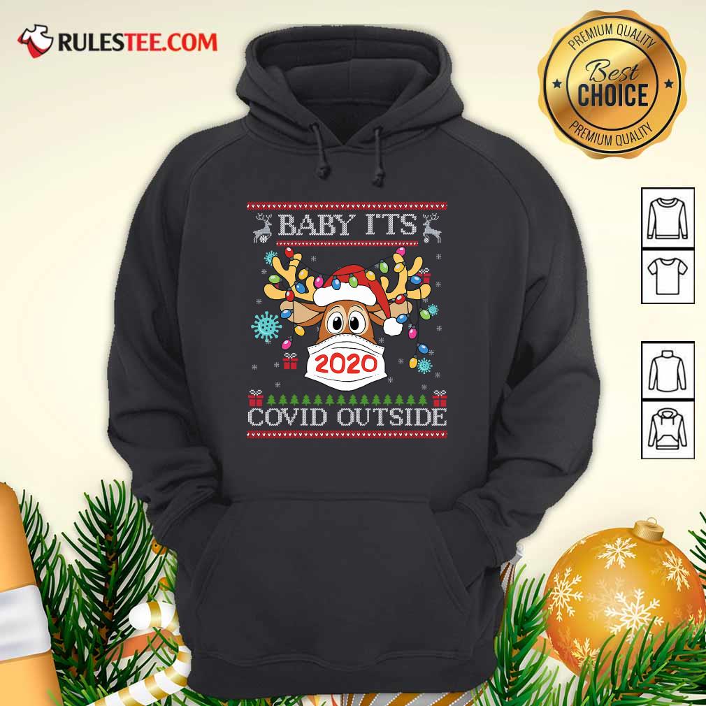 Top Baby It’s Covid Outside Reindeer Wear Mask 2020 Lights Christmas Shirt - Image 2