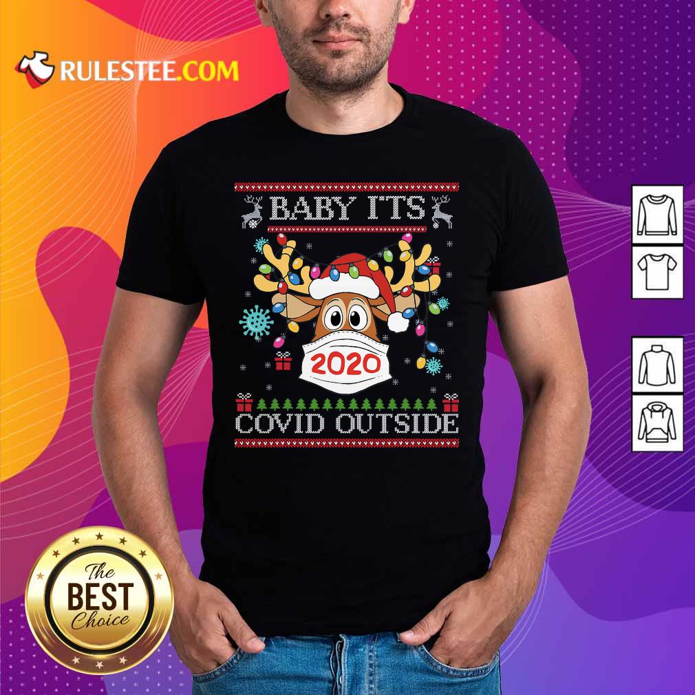 Top Baby It’s Covid Outside Reindeer Wear Mask 2020 Lights Christmas Shirt