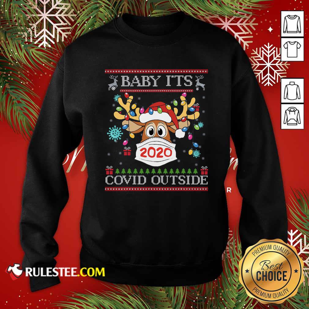 Top Baby It’s Covid Outside Reindeer Wear Mask 2020 Lights Christmas Shirt - Image 5
