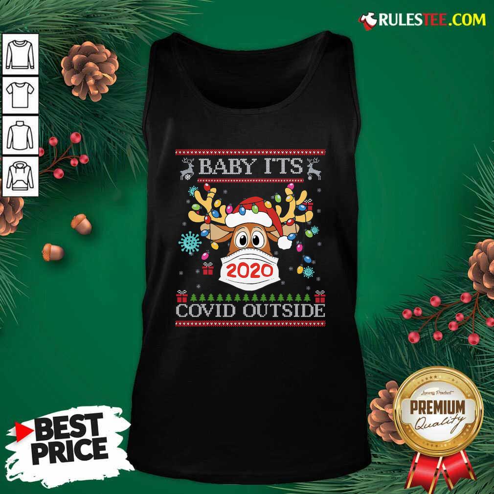Top Baby It’s Covid Outside Reindeer Wear Mask 2020 Lights Christmas Shirt - Image 4