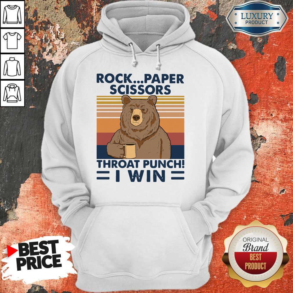 Top Bear Rock Paper Scissors Throat Punch I Win Vintage Retro Shirt - Image 5