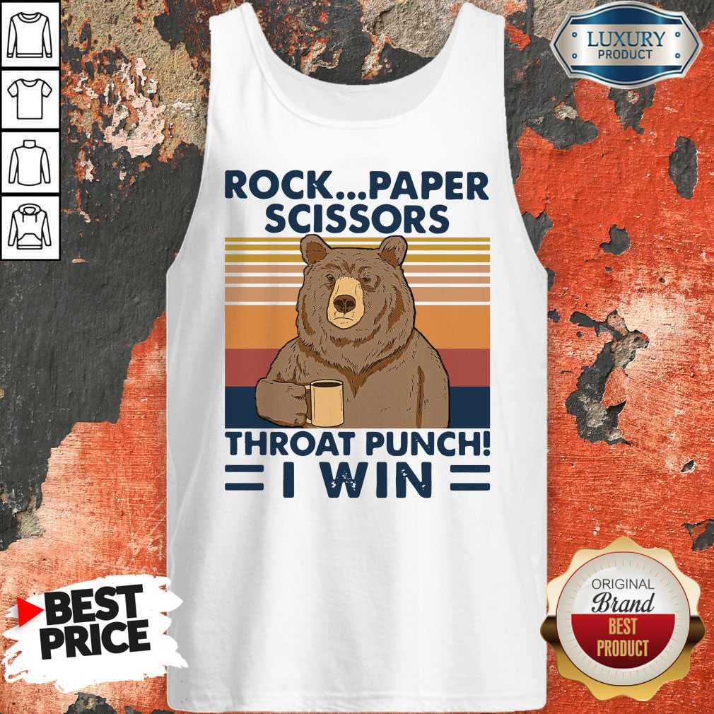 Top Bear Rock Paper Scissors Throat Punch I Win Vintage Retro Shirt - Image 3