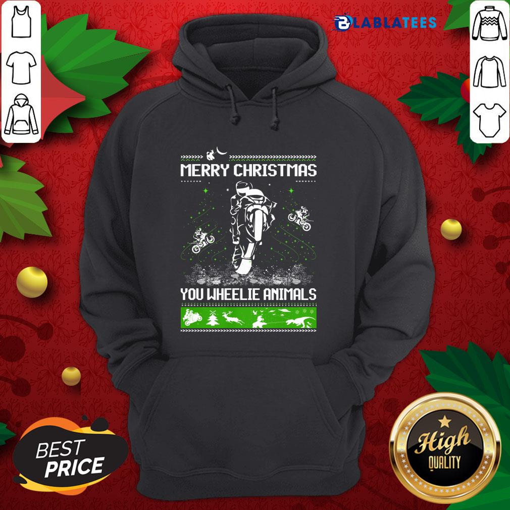 Top Bike Merry Christmas You Wheelie Animals Ugly Shirt - Image 2