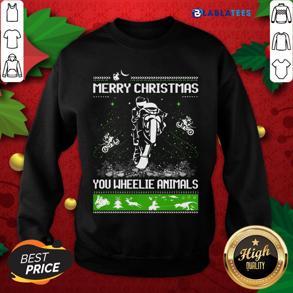 Top Bike Merry Christmas You Wheelie Animals Ugly Shirt - Image 5