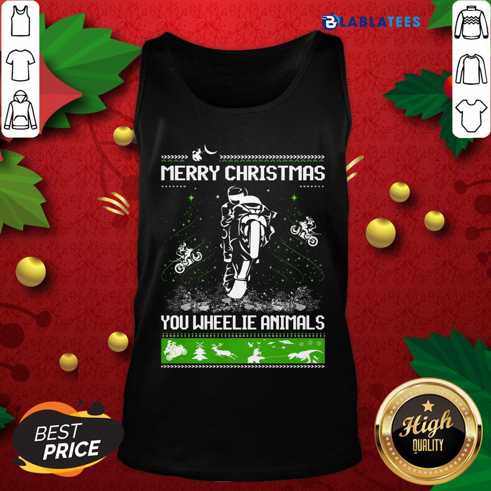 Top Bike Merry Christmas You Wheelie Animals Ugly Shirt - Image 4