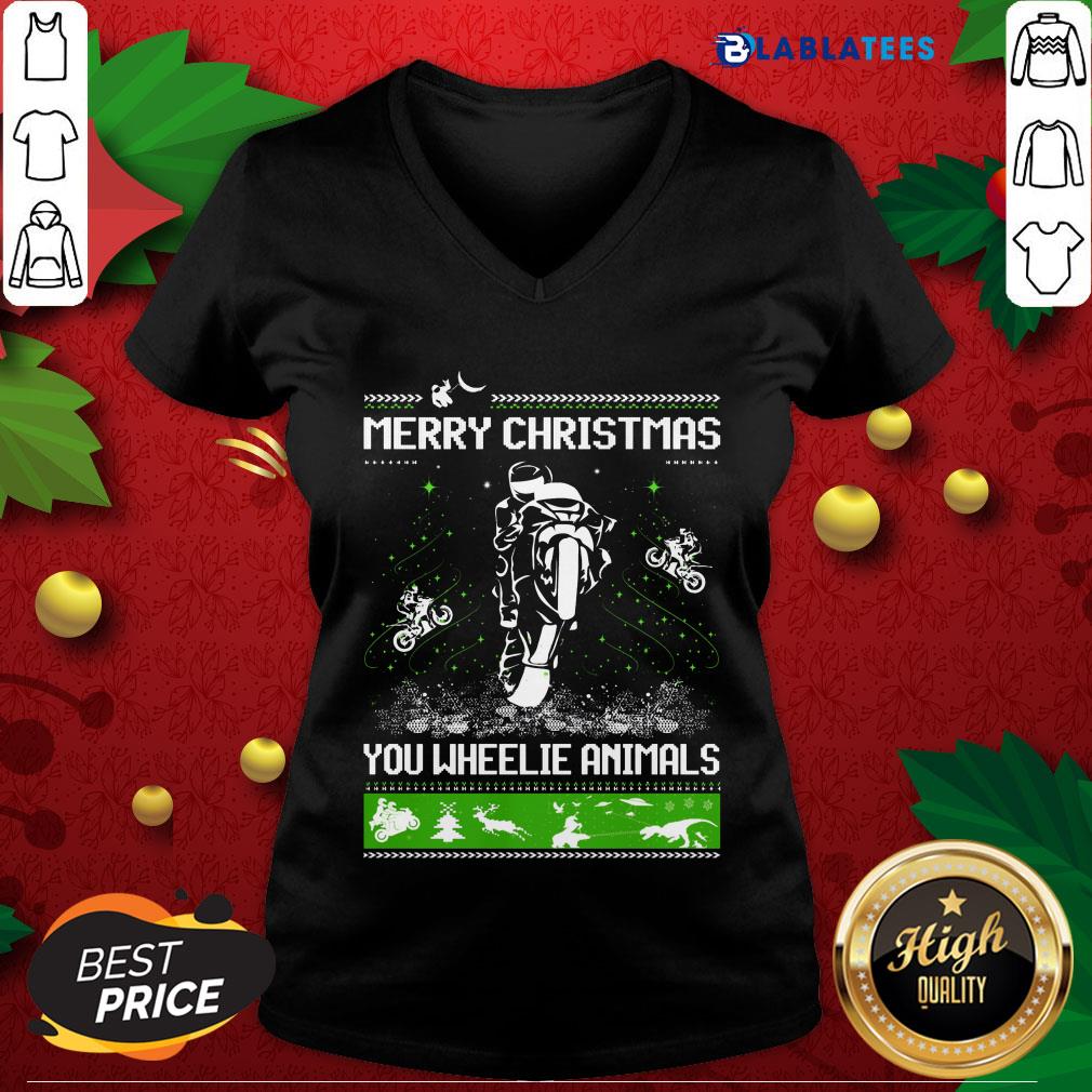 Top Bike Merry Christmas You Wheelie Animals Ugly Shirt - Image 3
